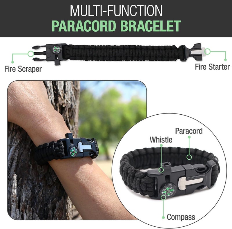 Brazos The First Aid Survival Kit, 250 Pieces, Hiking & Camping Essentials, Survival Gear and First Aid Combo for Emergency Preparedness, Lightweight, Portable, Tactical Clips & Closures, Black - Image 4